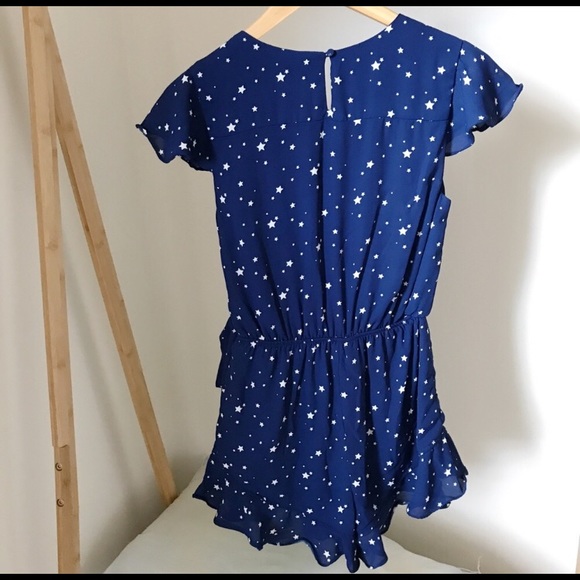 Star Print Ruffle Hem romper in Navy XS - Picture 5 of 6